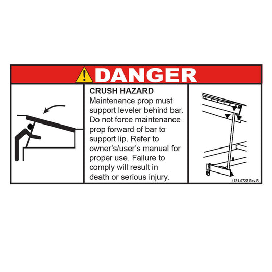 1751-0727 Decal, Crush Hazard "Maintenance Prop Must" - Poweramp