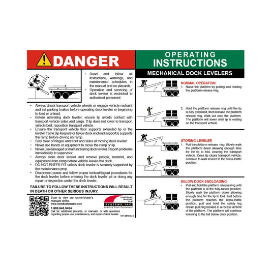 1751-0875 Placard, Mechanical Leveler - Poweramp