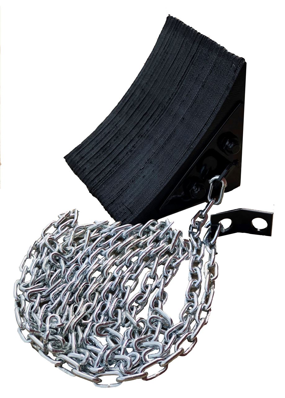 Laminated Rubber Wheel Chock with Optional Chain